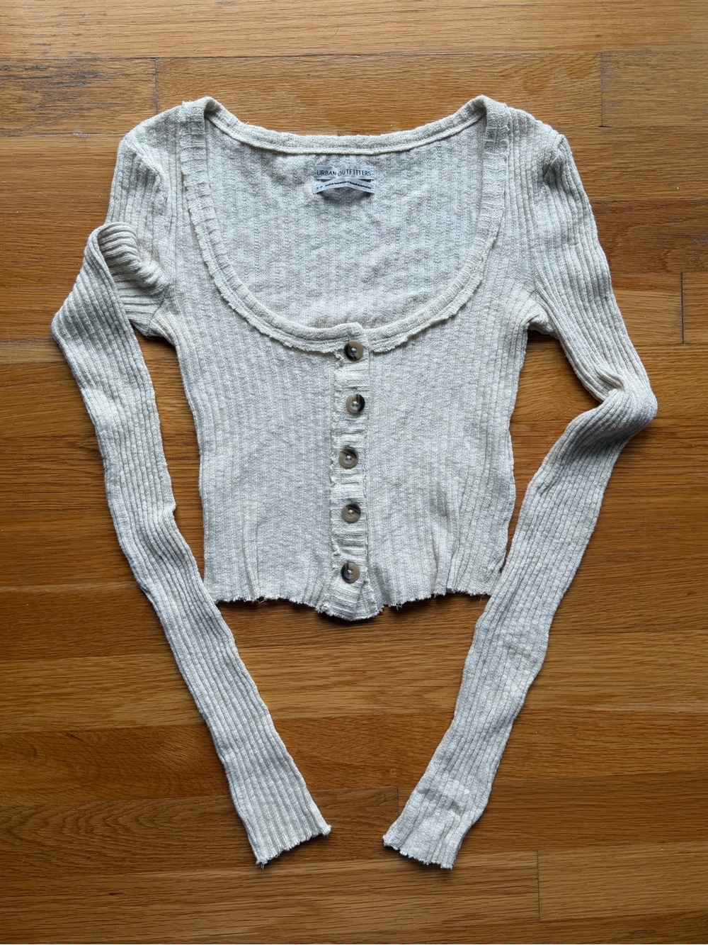 Urban Outfitters Cream Ribbed Long Sleeve - Size Small